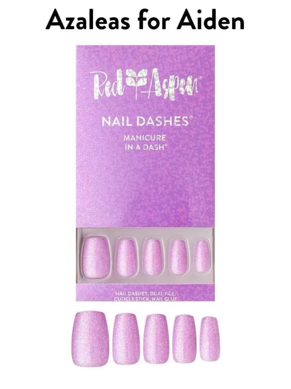 Red Aspen Azaleas for Aiden‎ Medium Coffin Nails Lavender Shimmer Press On Set